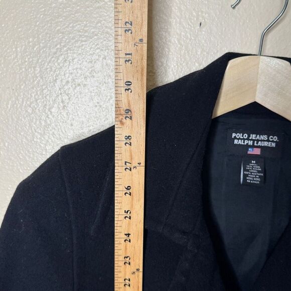 Polo Jeans Co. Ralph Lauren Pea Coat Women's Medium Black Double breasted Wool - Picture 9 of 10